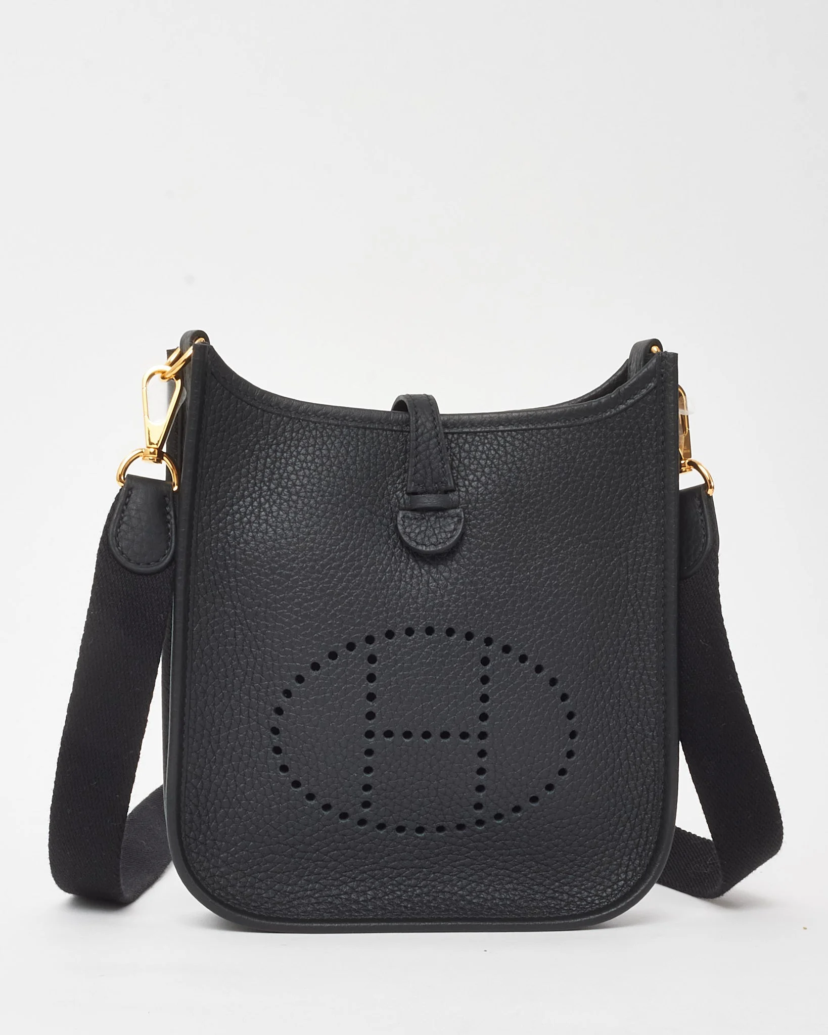 Hermès Black Clemence Leather Mini Evelyne (TPM) Crossbody GHW