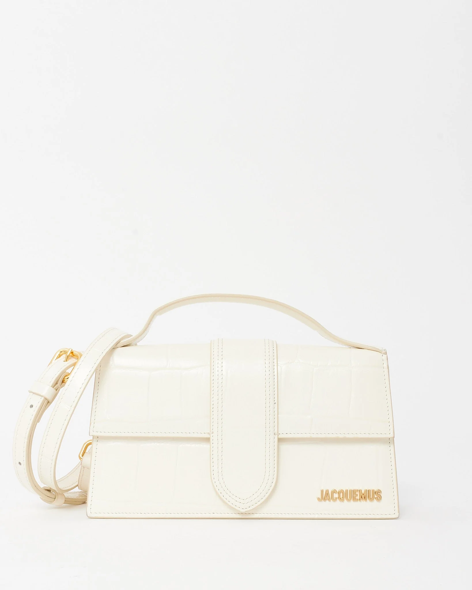 Jacquemus Off White Croc Effect Leather Le Grand Bambino Bag