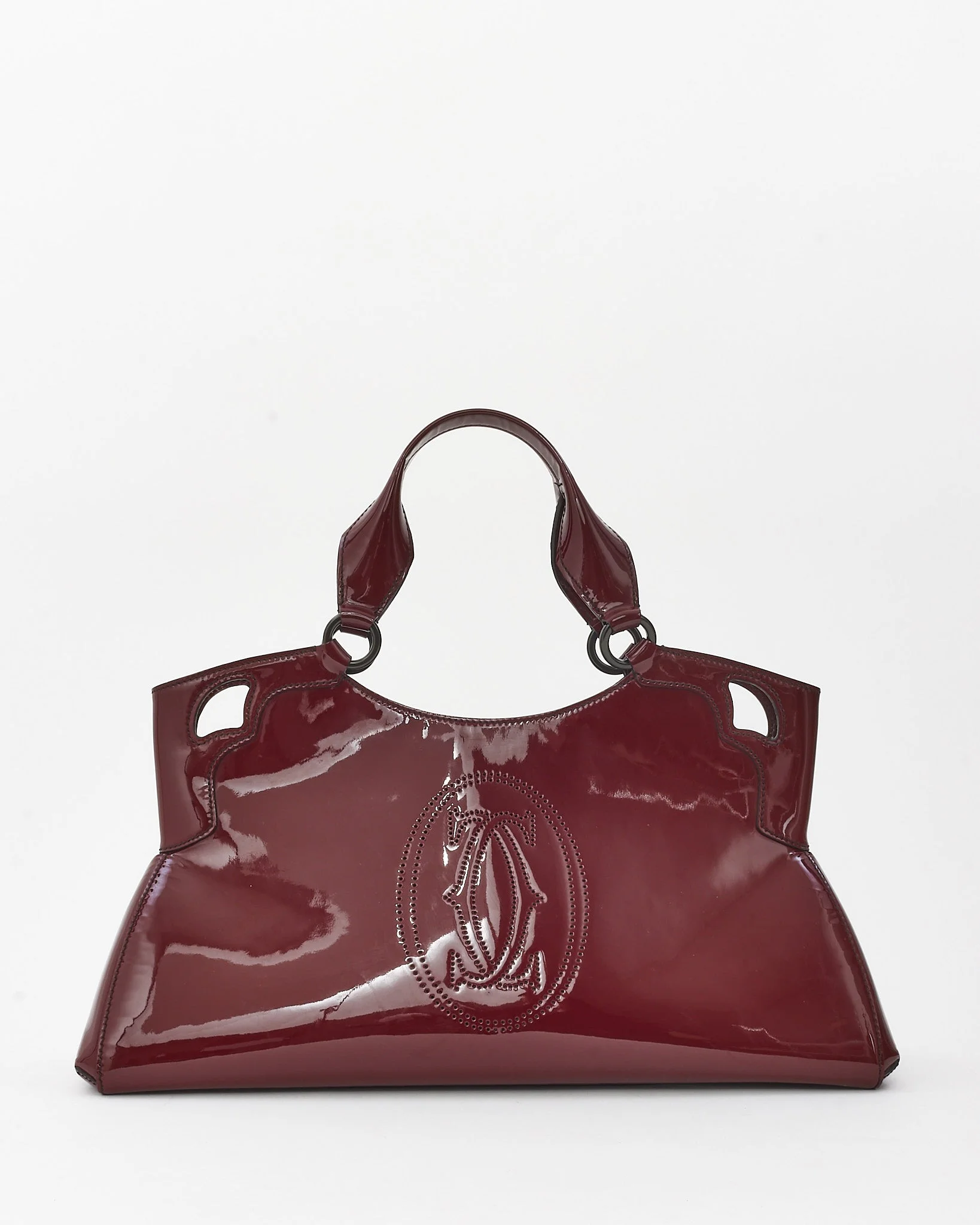 Cartier Burgundy Red Patent Leather Marcello de Cartier Logo Bag