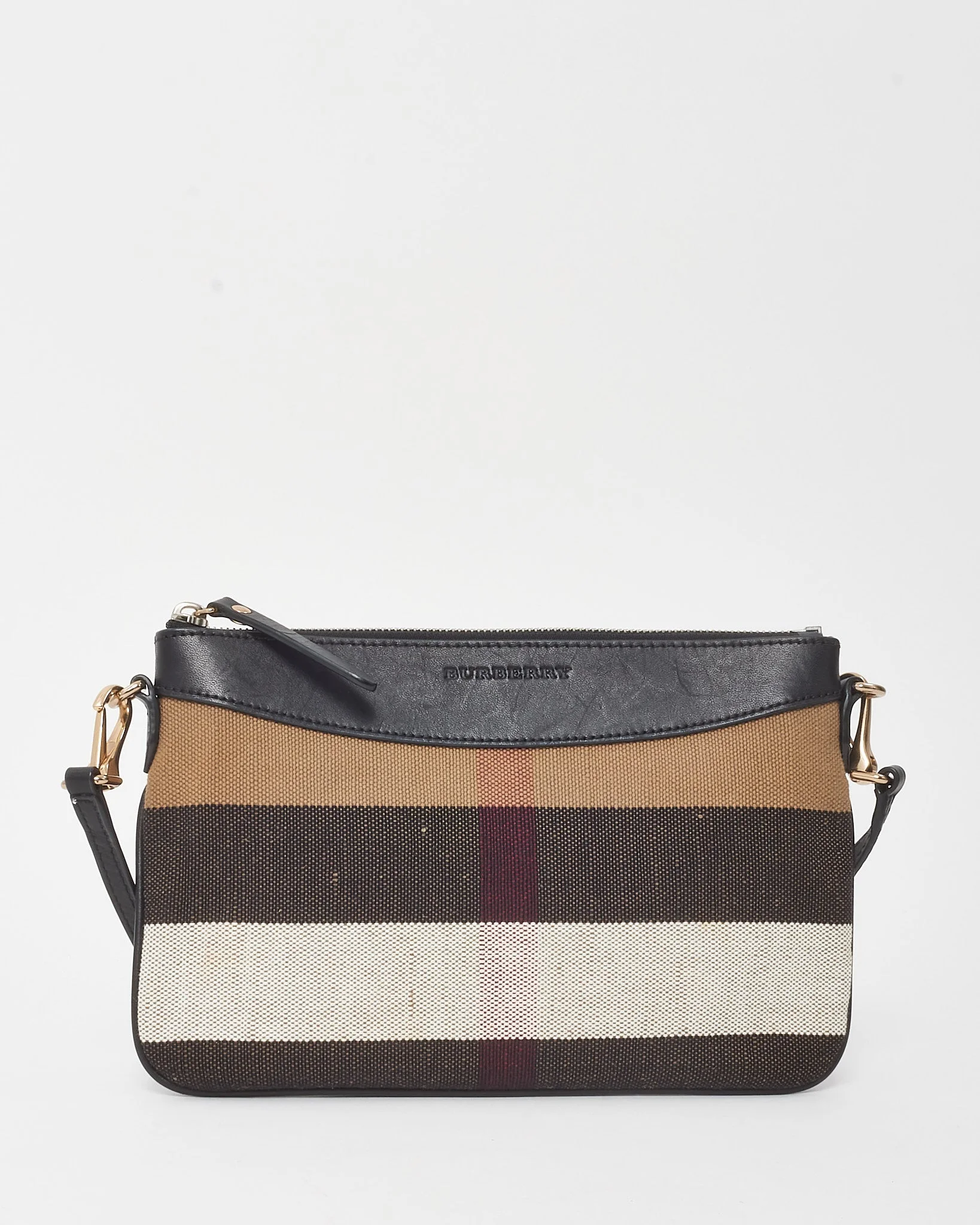 Burberry Beige House Check Canvas Peyton Crossbody Bag
