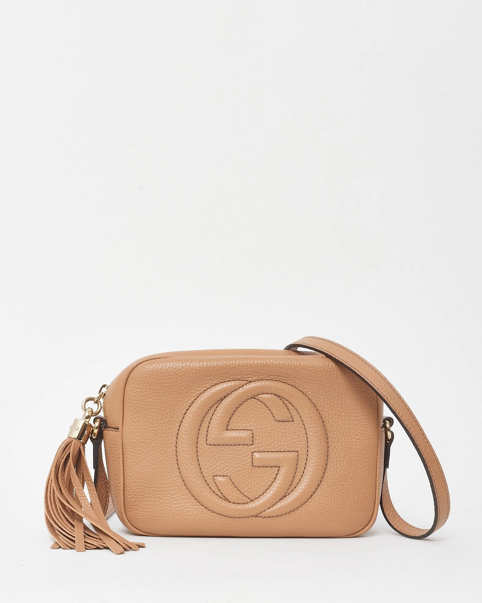 Gucci Beige Leather Interlocking G Small Soho Disco Crossbody Bag