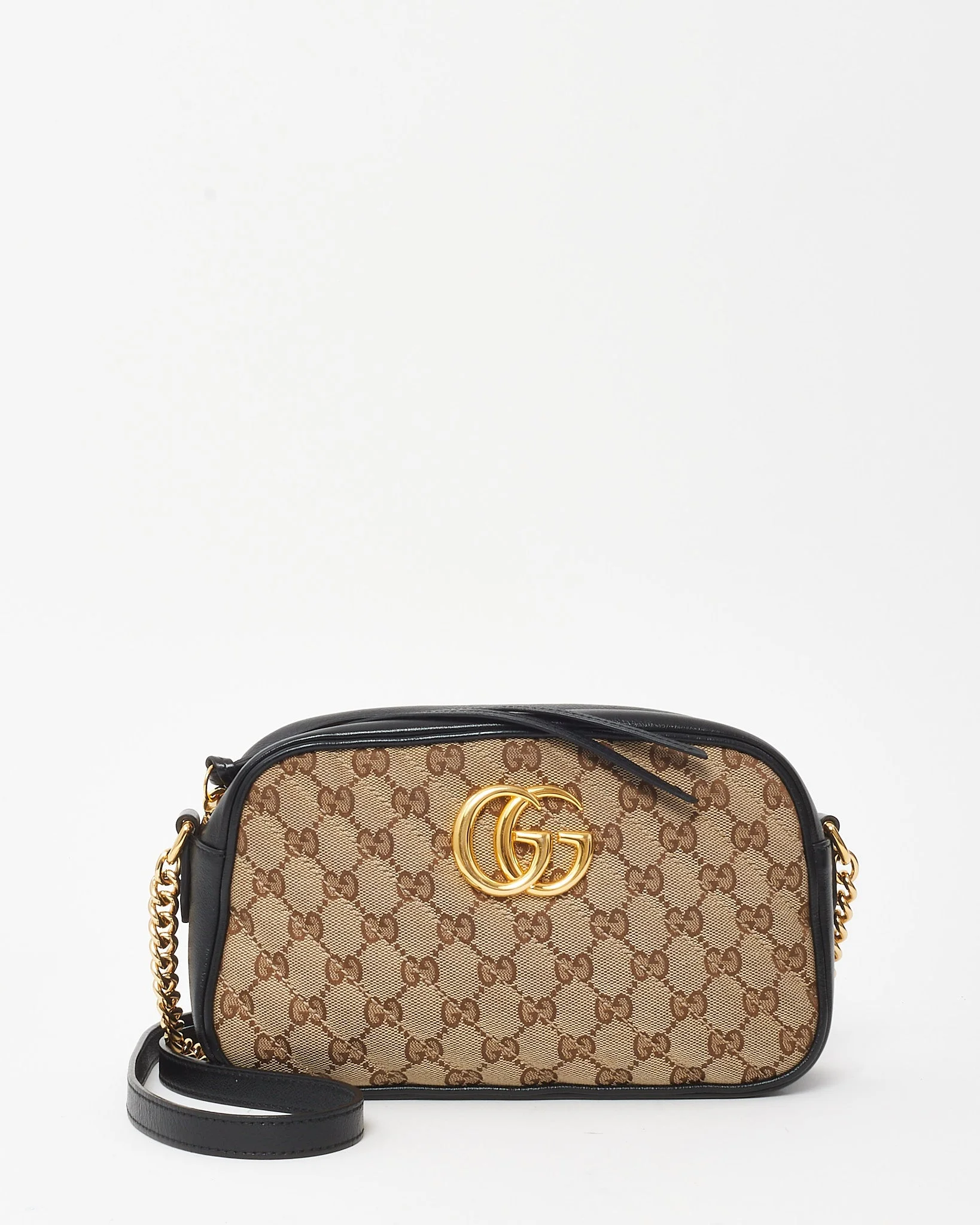 Gucci Beige/Ebony GG Diagonal Quilted Canvas Marmont Small Camera Bag