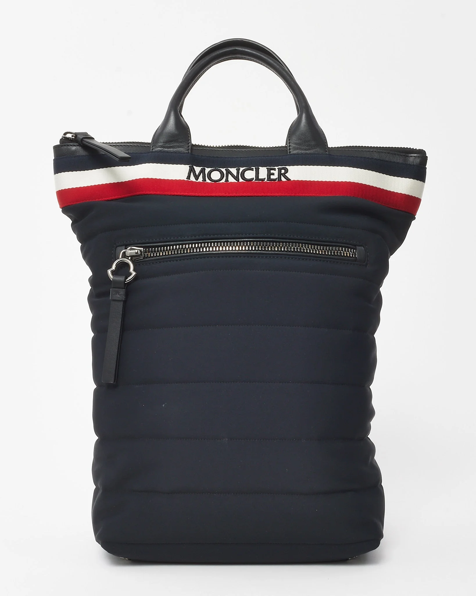 Moncler Navy Nylon Logo Top Handle Zip Backpack