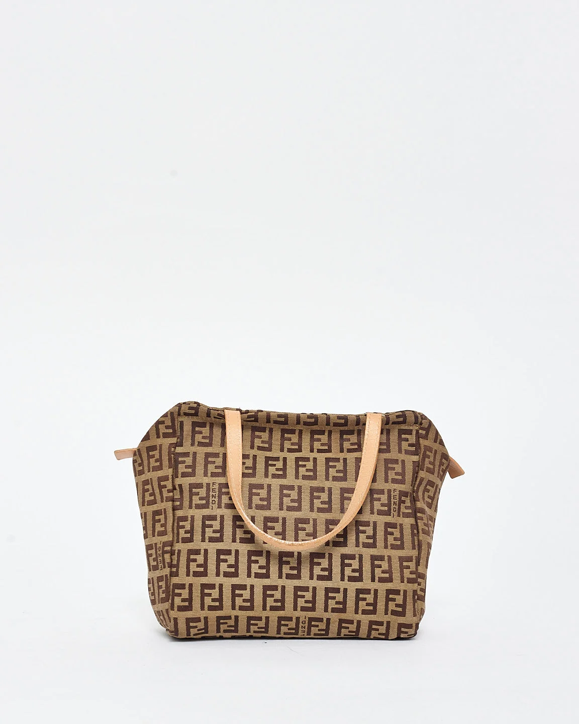 Fendi Vintage Brown Canvas Zucchino Logo Mini Tote Bag