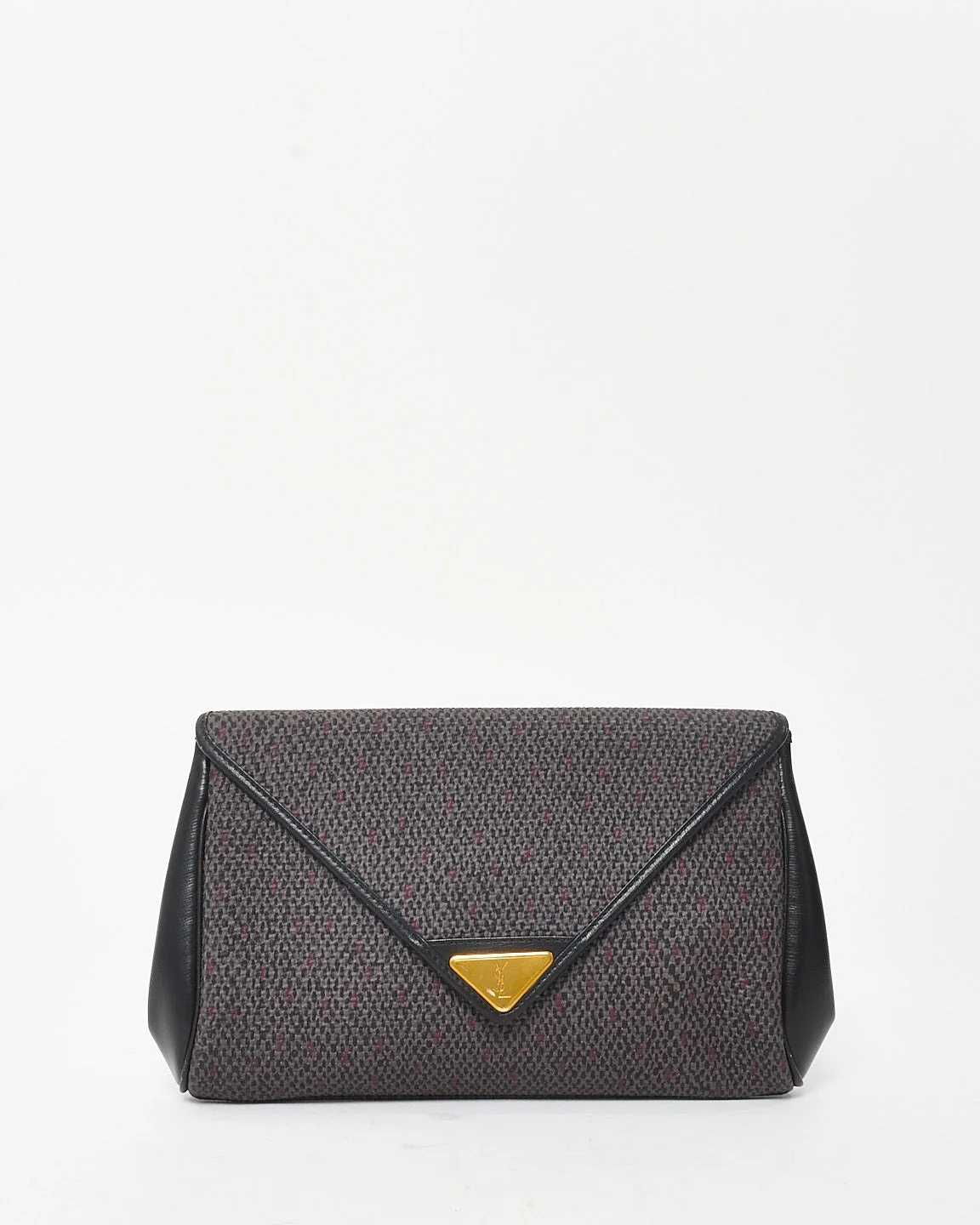 Saint Laurent Vintage Dark Brown & Black Canvas Clutch