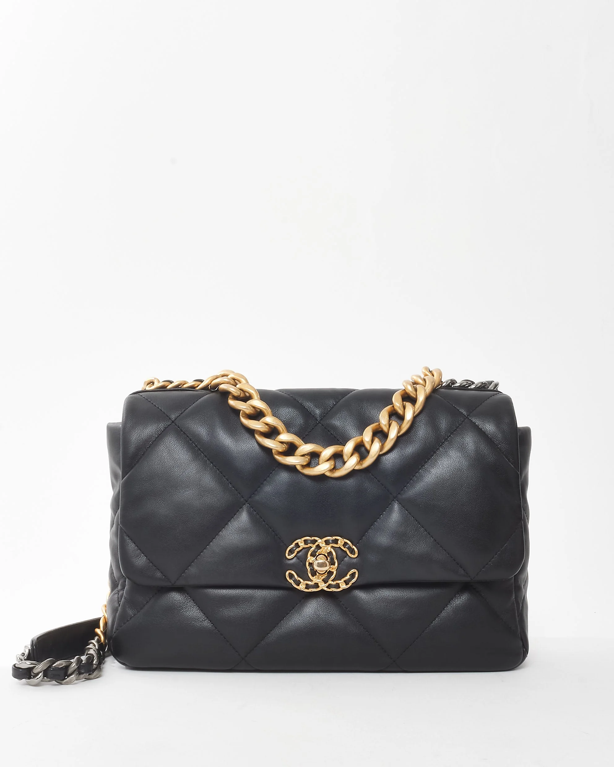 Chanel Black Lambskin Leather Medium Chanel 19 Bag