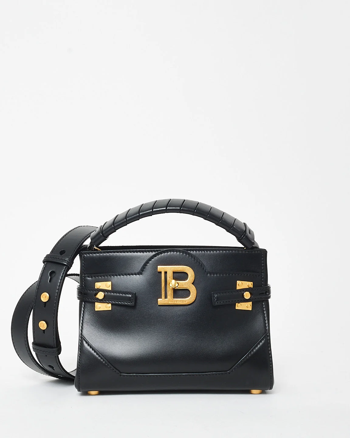 Balmain Black Leather Mini B Buzz 22 Leather Tote Bag