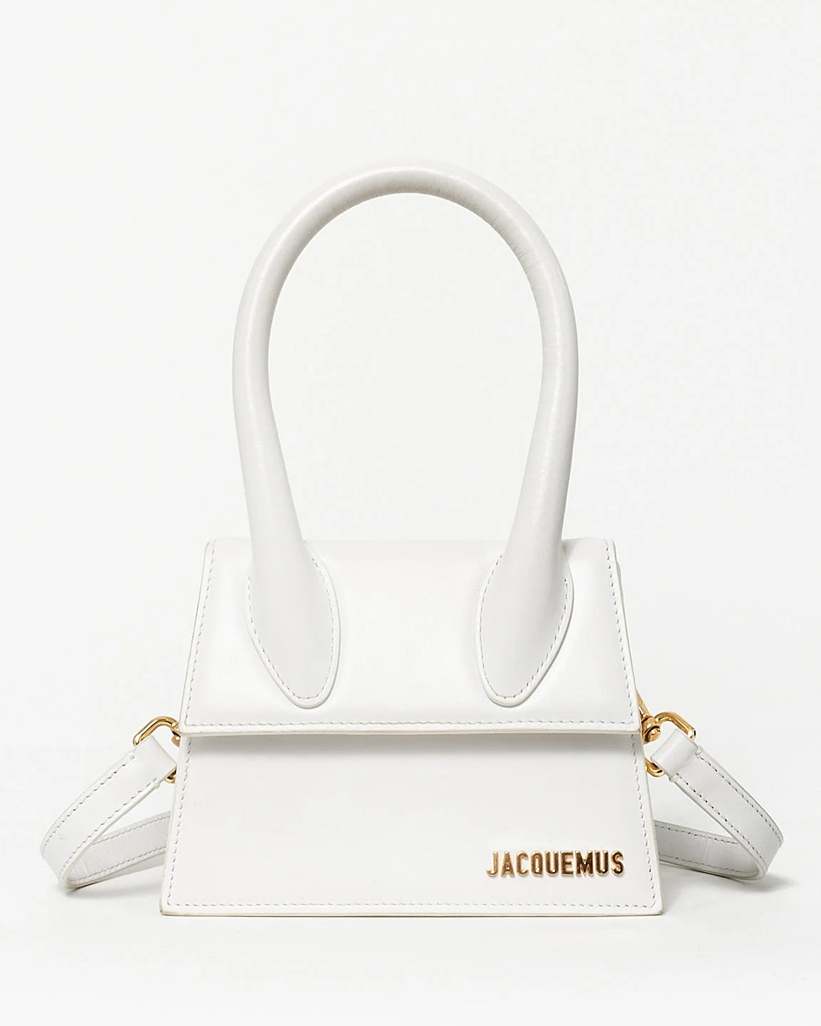 Jacqeumus White Leather Medium "Le Chiquito" Bag