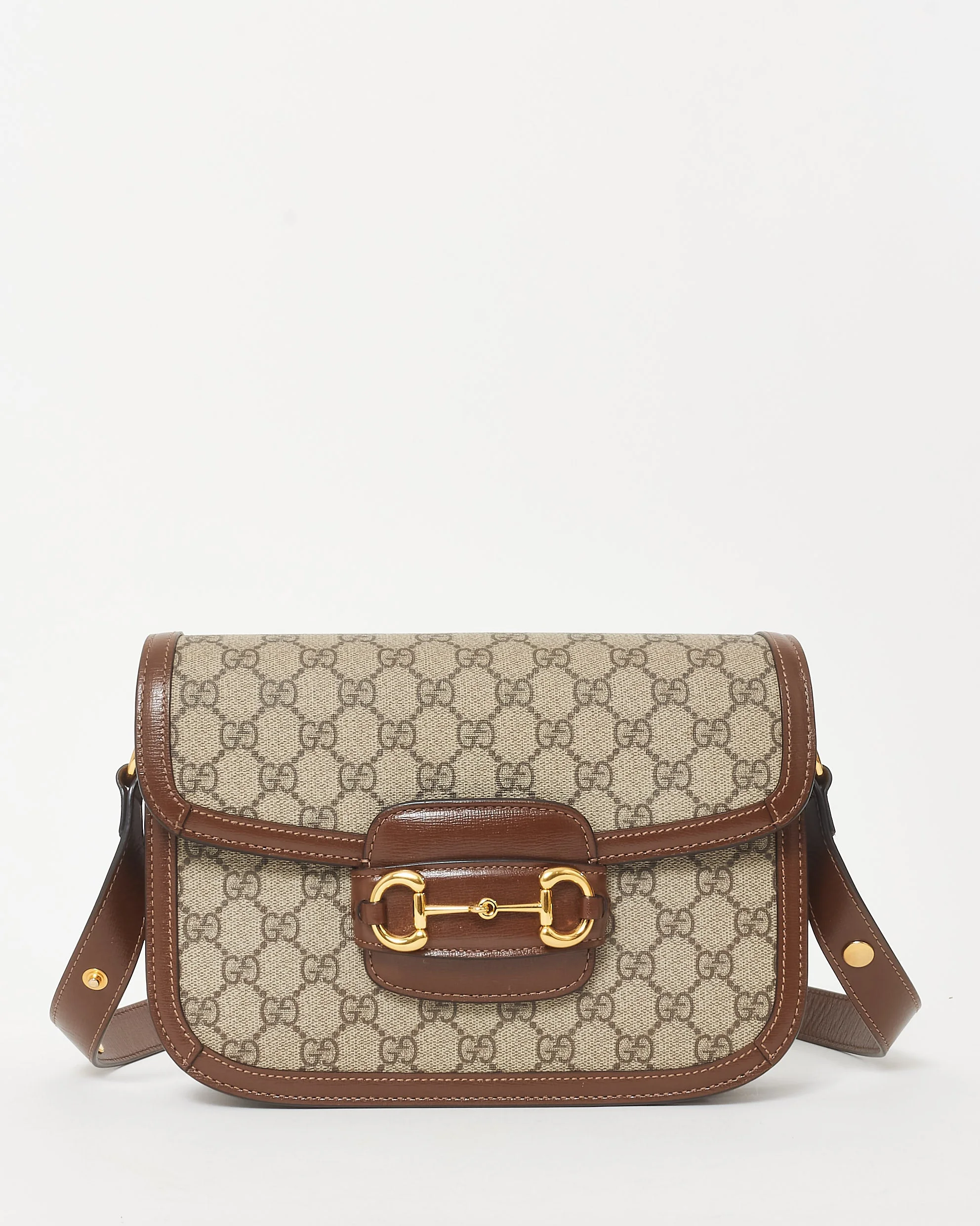 Gucci Brown Monogram Coated Canvas & Leather Small 1955 Horsebit Bag