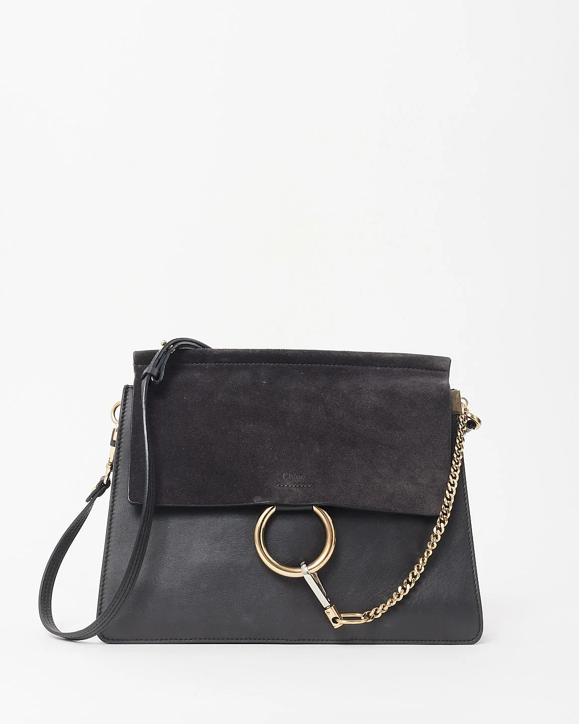 Chloé Dark Charcoal Grey Faye Medium Crossbody Bag