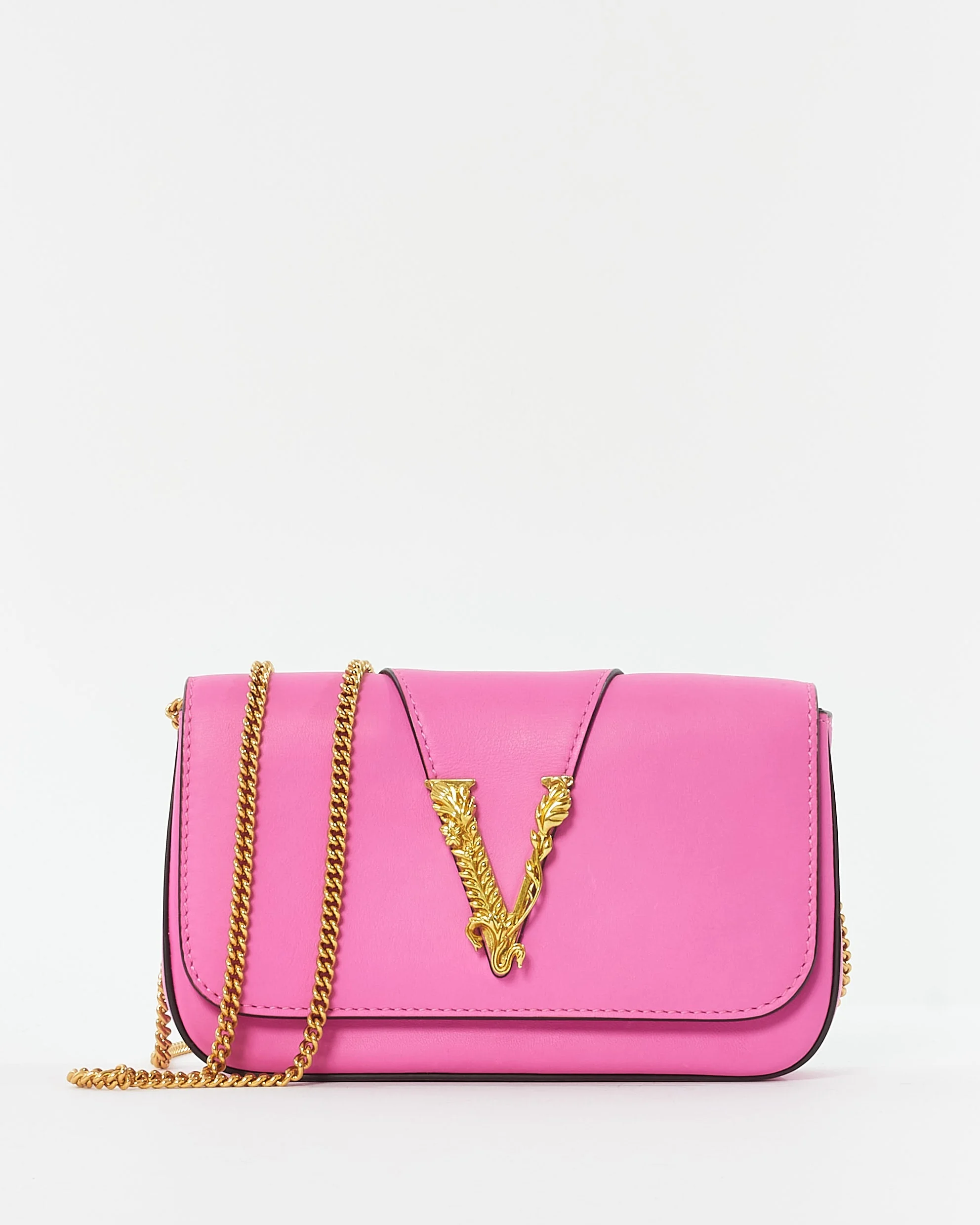 Versace Pink Leather Virtus Crossbody Bag