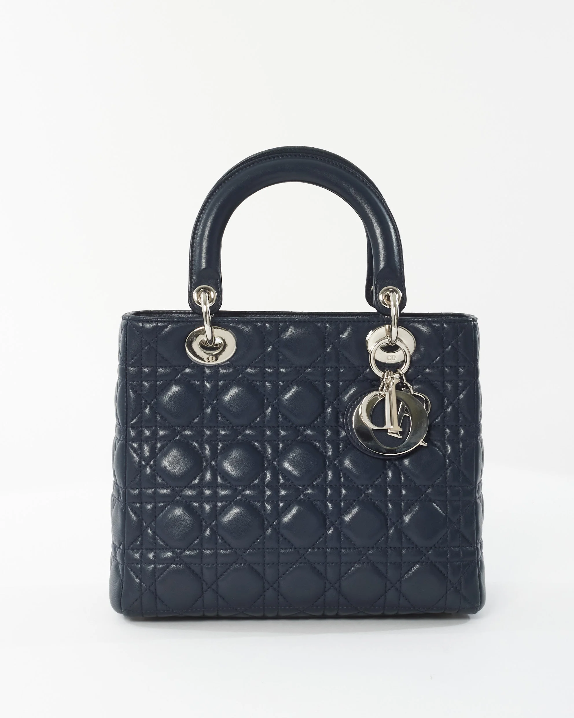 Dior Navy Lambskin Leather Medium Lady Dior Bag