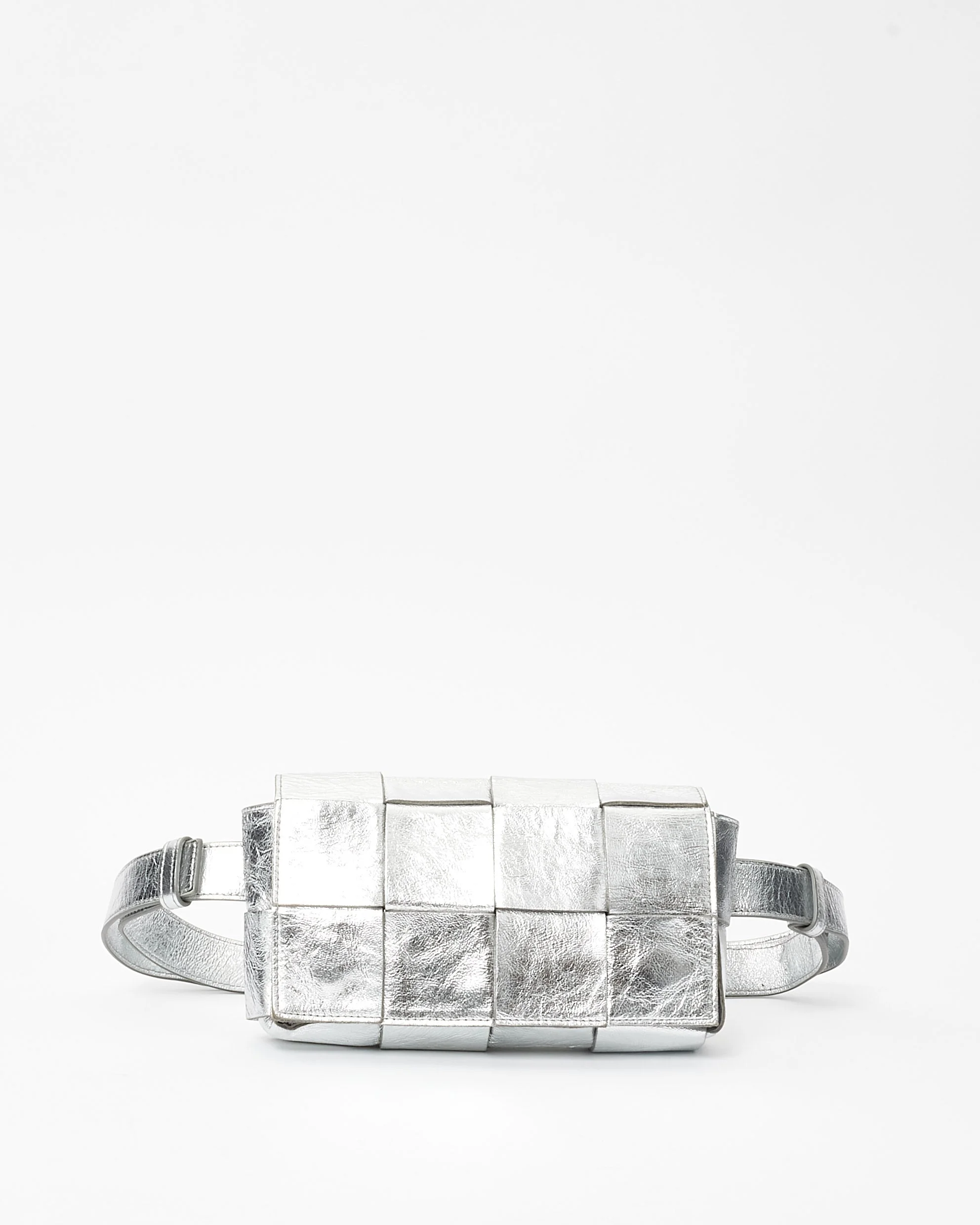 Bottega Veneta Silver Intrecciato Leather Cassette Belt Bag