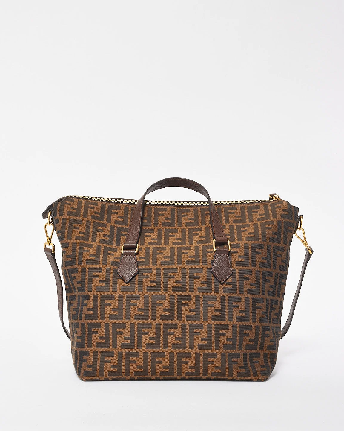 Fendi Brown Zucca Monogram Canvas Convertible Tote Bag