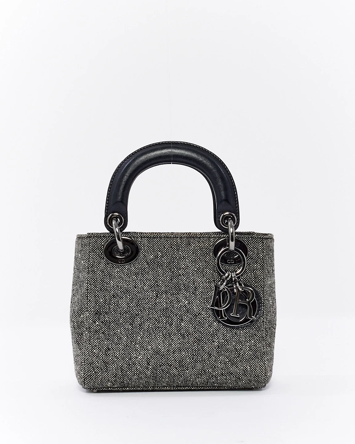 Dior Vintage Black Tweed Mini Lady Dior Tote - NO STRAP