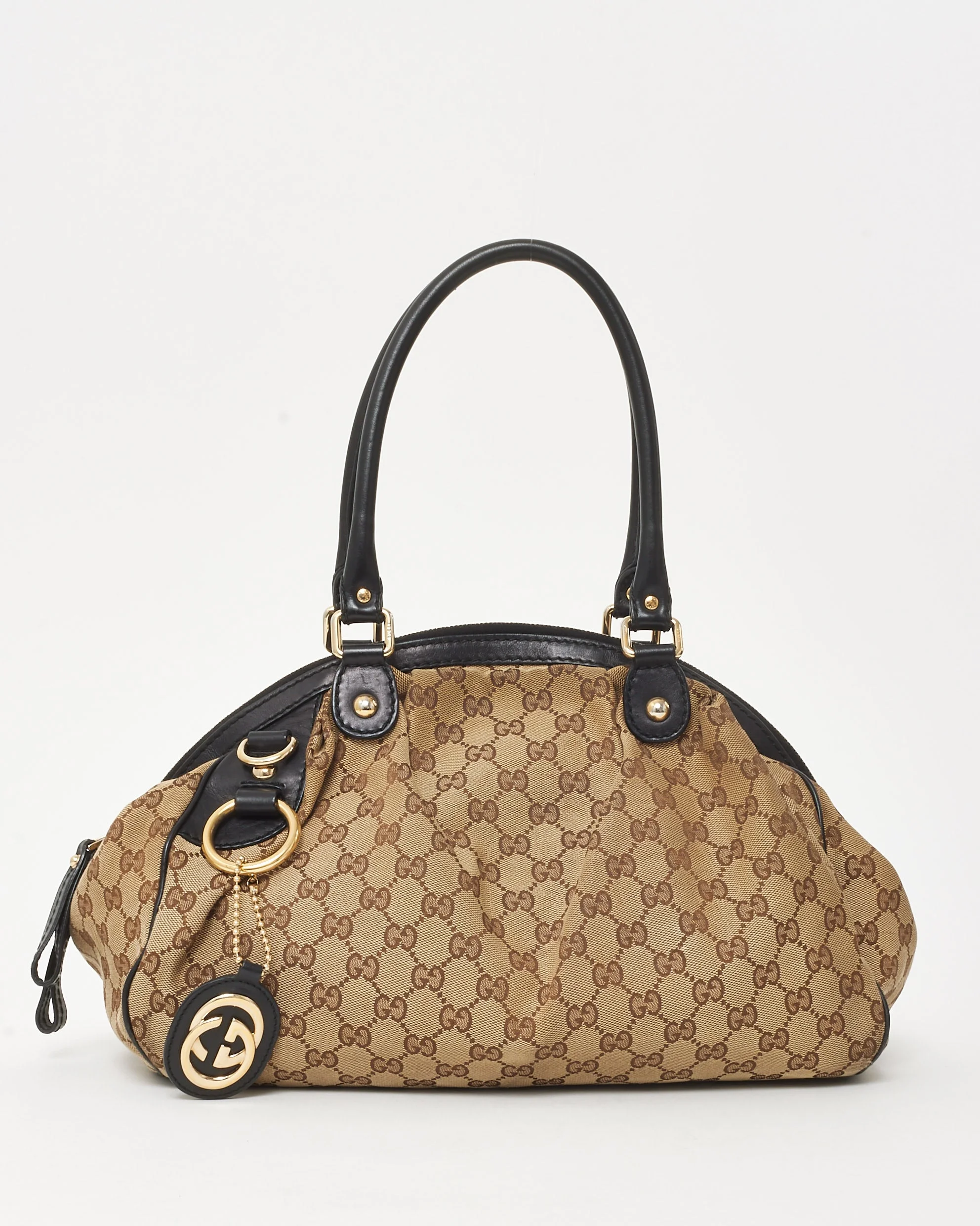 Gucci Beige/Brown GG Canvas Medium Sukey Boston Shoulder Bag