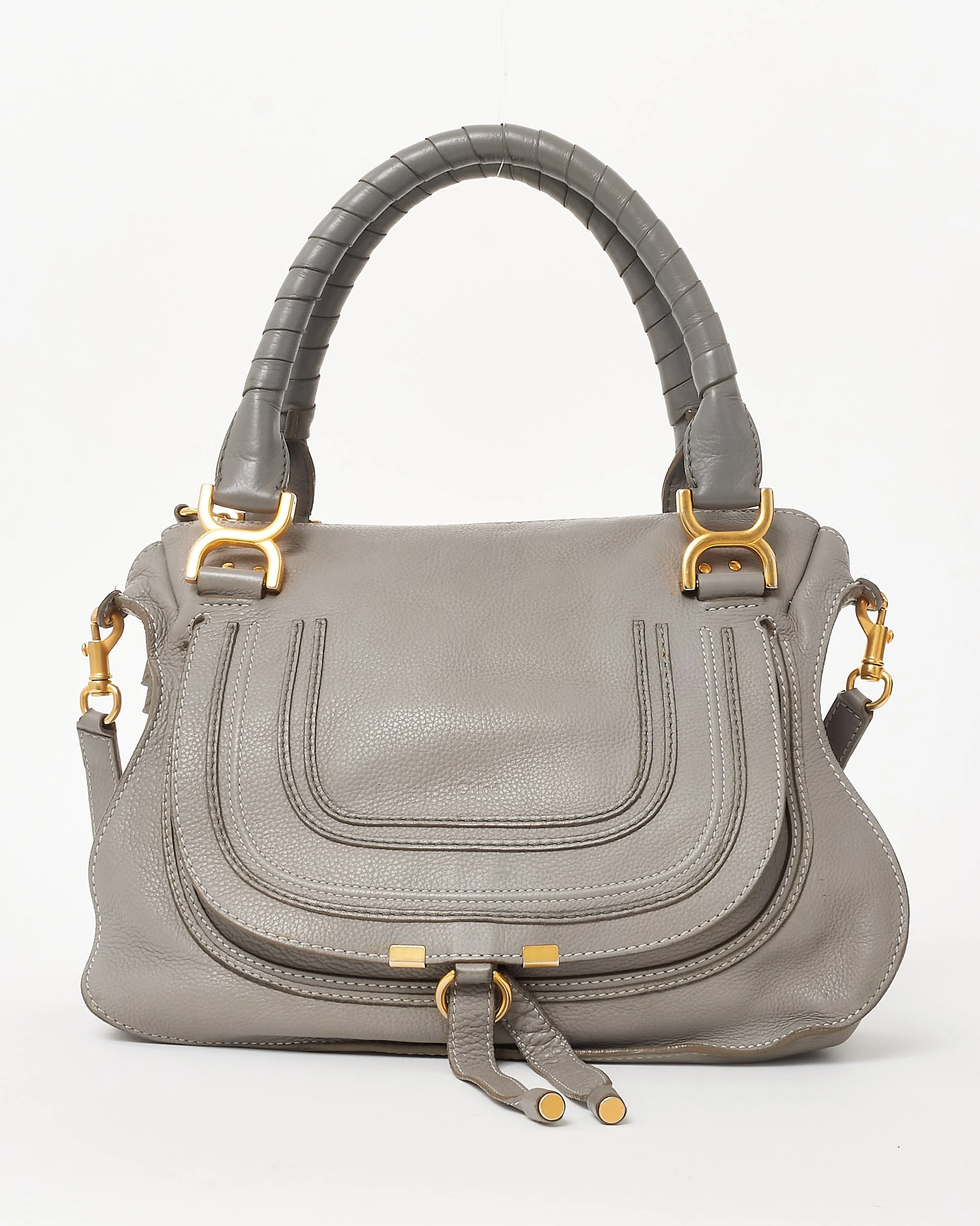 Chloé Grey Leather Small Marcie Double Carry Bag