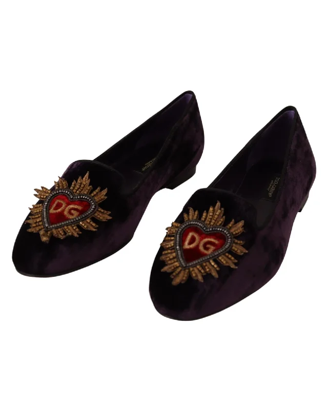 Dolce & Gabbana Velvet Heart Loafers